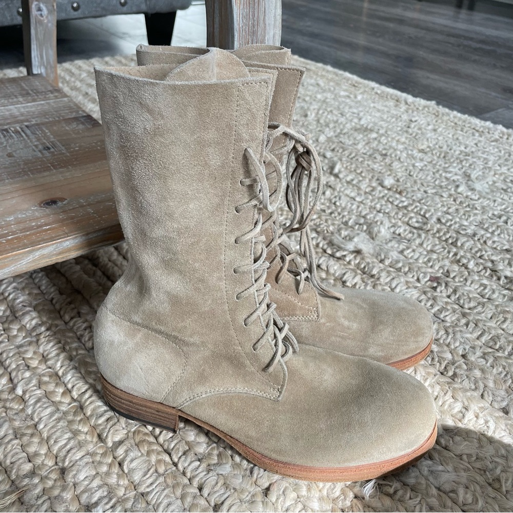 peter nappi rainfall boots lace up size 38 suede leather